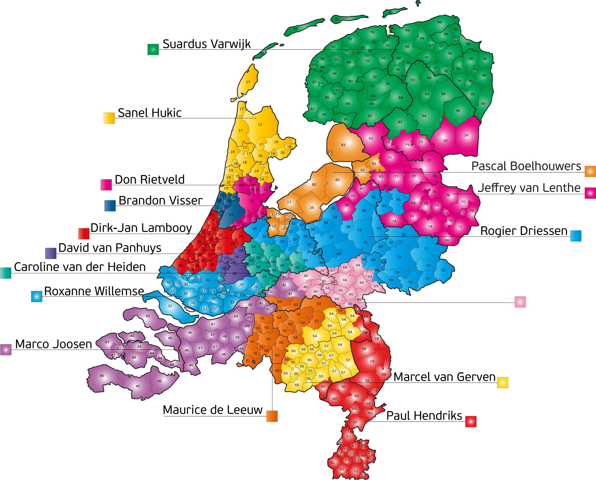 Postcodekaart Nederland juni 2024