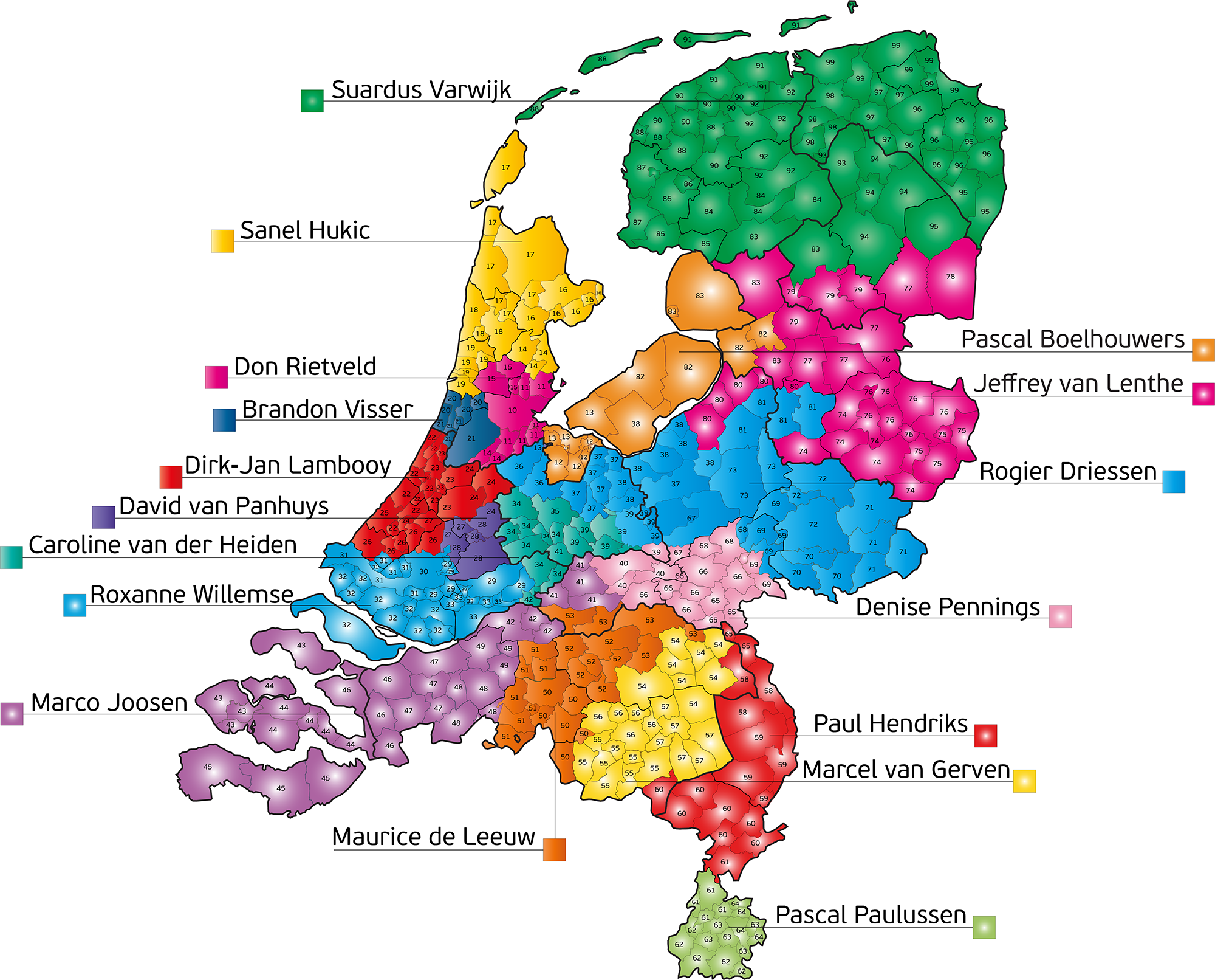 Postcodekaart Nederland mei 2024