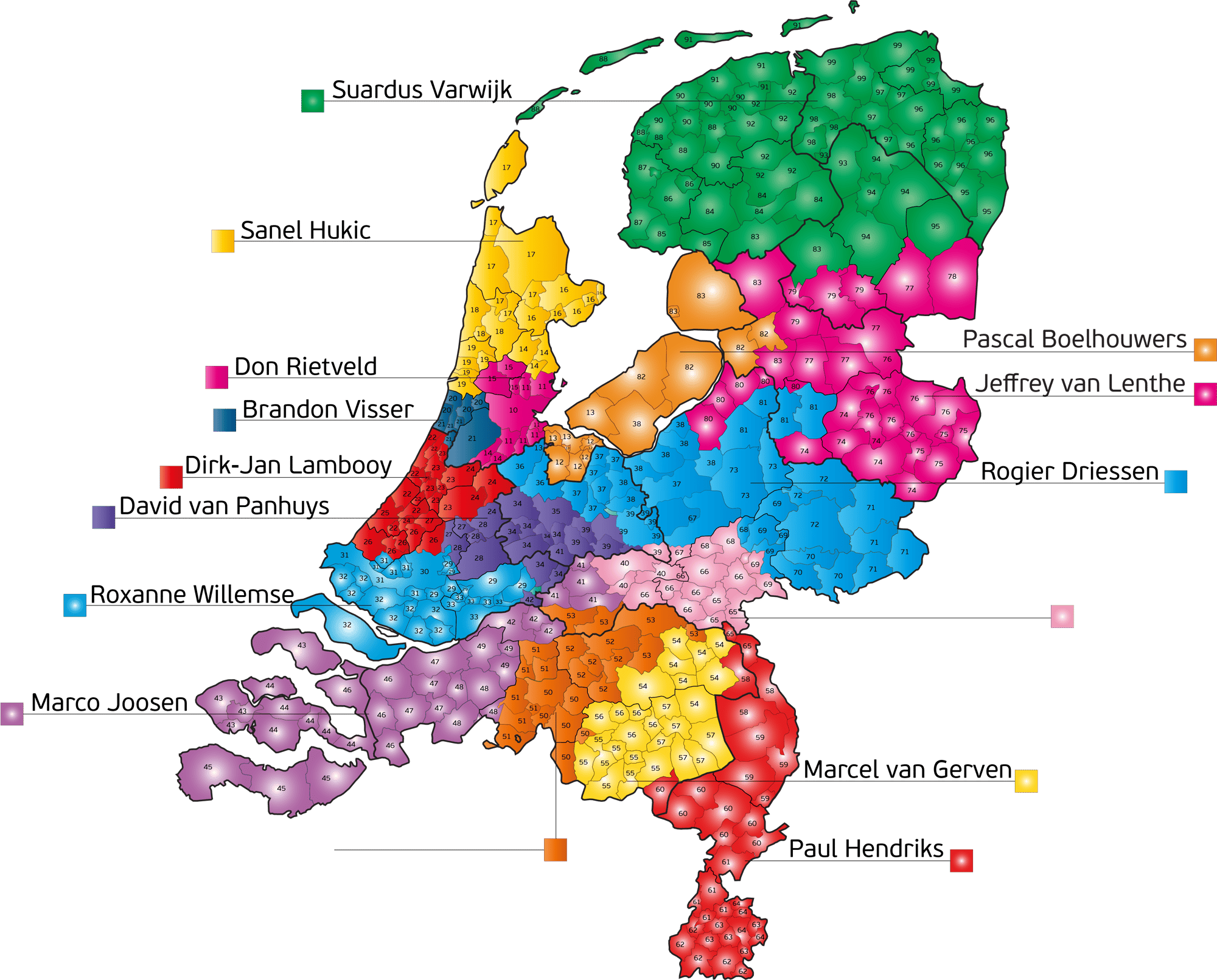 Postcodekaart Nederland sept 2024